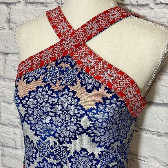 BCBGMAXAZRIA Nadia Multicolor Criss-Cross Fit and Flare Dress Size Small - Picture 6 of 15
